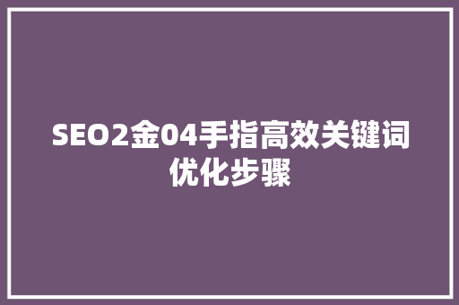SEO2金04手指高效关键词优化步骤