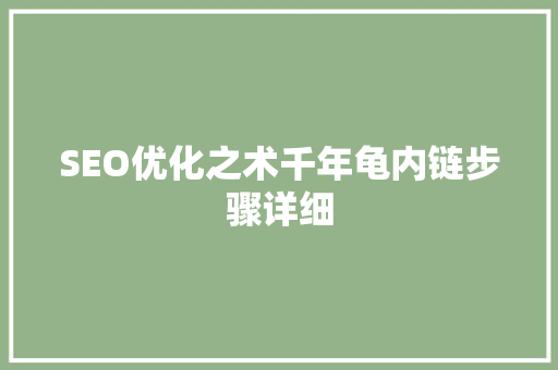 SEO优化之术千年龟内链步骤详细