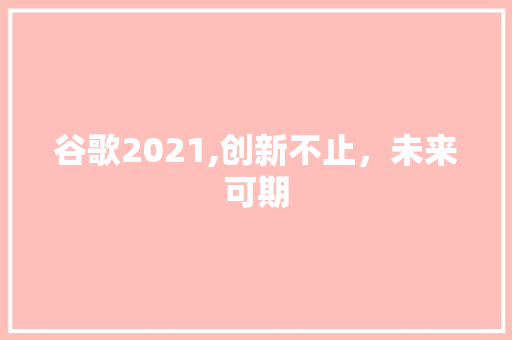 谷歌2021,创新不止，未来可期