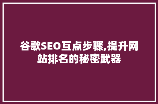 谷歌SEO互点步骤,提升网站排名的秘密武器