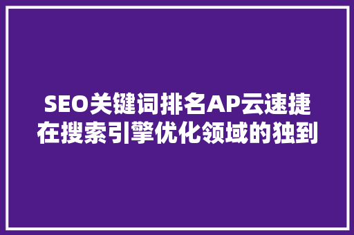 SEO关键词排名AP云速捷在搜索引擎优化领域的独到见解与方法