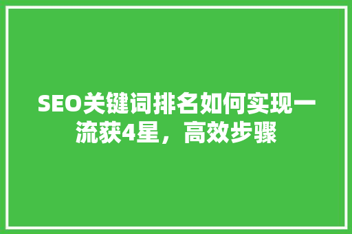 SEO关键词排名如何实现一流获4星，高效步骤