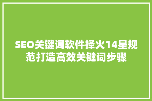 SEO关键词软件择火14星规范打造高效关键词步骤