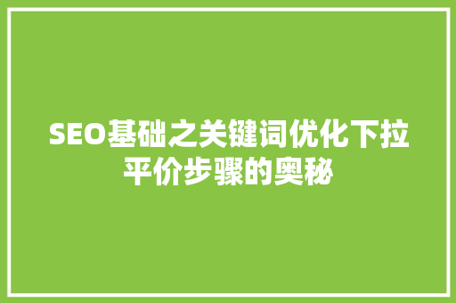 SEO基础之关键词优化下拉平价步骤的奥秘