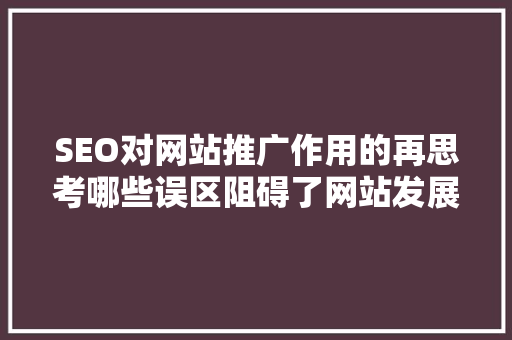 SEO对网站推广作用的再思考哪些误区阻碍了网站发展