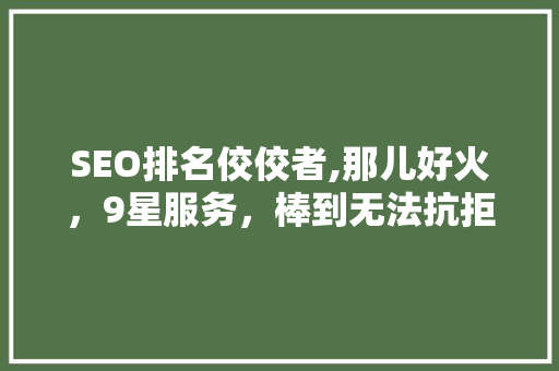 SEO排名佼佼者,那儿好火，9星服务，棒到无法抗拒 服务器/数据库