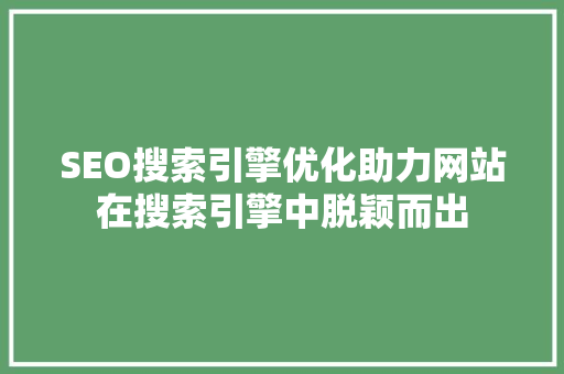 SEO搜索引擎优化助力网站在搜索引擎中脱颖而出