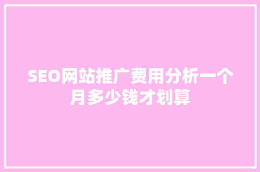 SEO网站推广费用分析一个月多少钱才划算