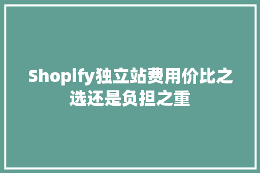 Shopify独立站费用价比之选还是负担之重 SEO教程