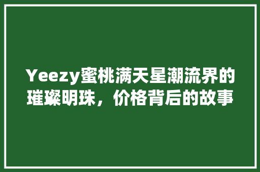Yeezy蜜桃满天星潮流界的璀璨明珠，价格背后的故事