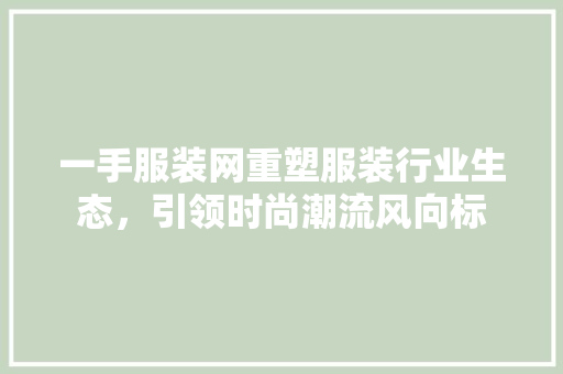一手服装网重塑服装行业生态，引领时尚潮流风向标