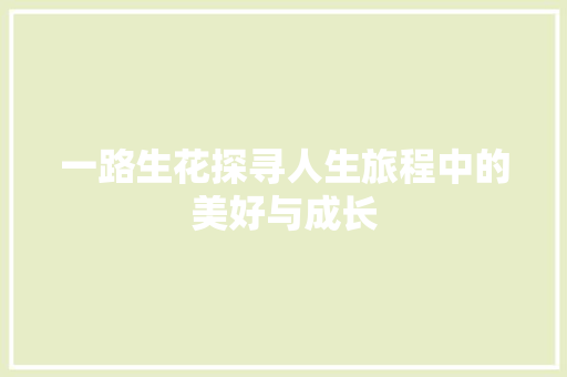 一路生花探寻人生旅程中的美好与成长 SEO教程