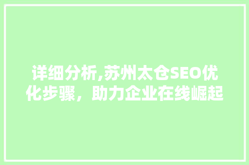 详细分析,苏州太仓SEO优化步骤，助力企业在线崛起