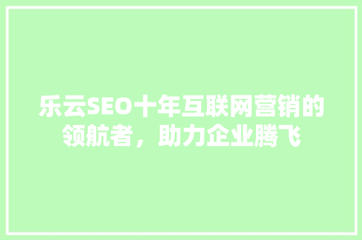 乐云SEO十年互联网营销的领航者，助力企业腾飞