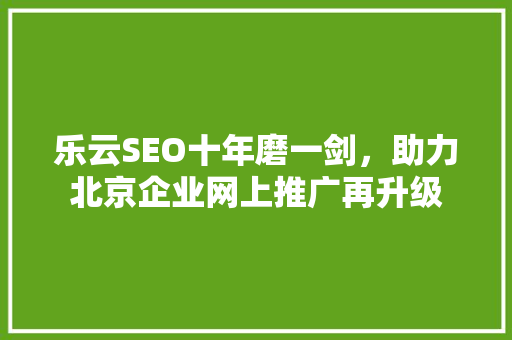 乐云SEO十年磨一剑，助力北京企业网上推广再升级