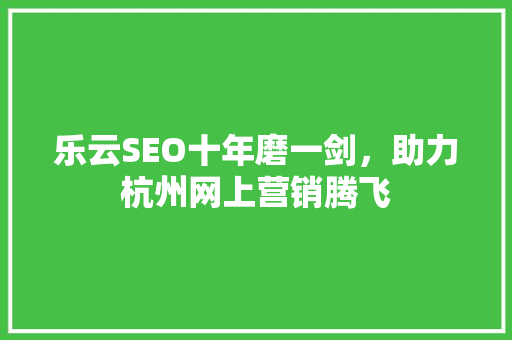 乐云SEO十年磨一剑，助力杭州网上营销腾飞