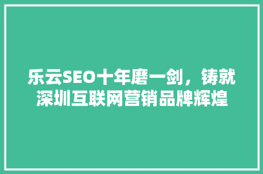 乐云SEO十年磨一剑，铸就深圳互联网营销品牌辉煌 Web前端