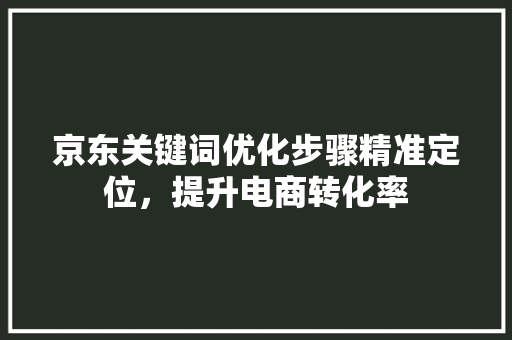 京东关键词优化步骤精准定位，提升电商转化率