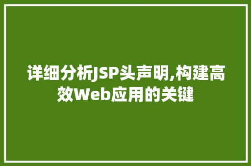 详细分析JSP头声明,构建高效Web应用的关键