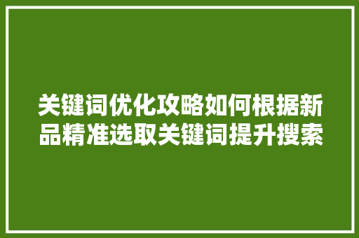 关键词优化攻略如何根据新品精准选取关键词提升搜索引擎排名