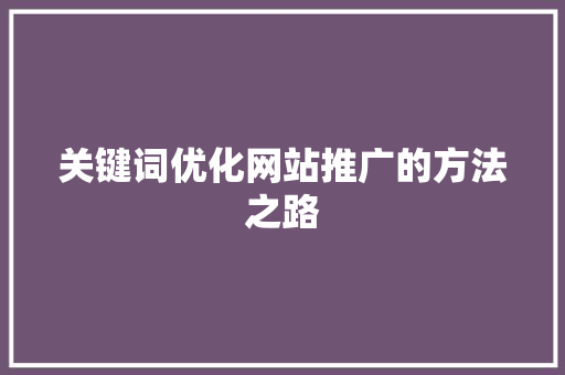 关键词优化网站推广的方法之路