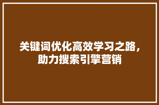 关键词优化高效学习之路，助力搜索引擎营销 建站教程