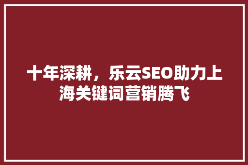 十年深耕，乐云SEO助力上海关键词营销腾飞