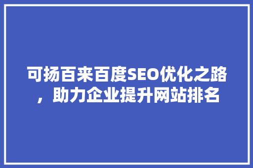 可扬百来百度SEO优化之路，助力企业提升网站排名