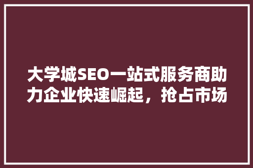 大学城SEO一站式服务商助力企业快速崛起，抢占市场先机