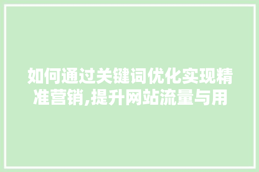 如何通过关键词优化实现精准营销,提升网站流量与用户体验