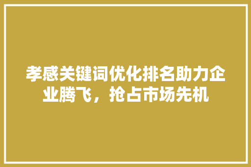 孝感关键词优化排名助力企业腾飞，抢占市场先机
