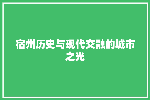 宿州历史与现代交融的城市之光