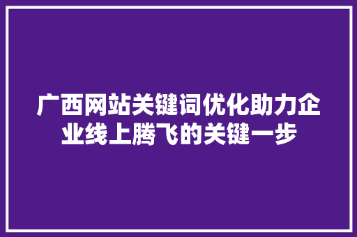 广西网站关键词优化助力企业线上腾飞的关键一步