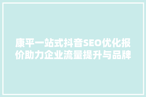 康平一站式抖音SEO优化报价助力企业流量提升与品牌价值塑造