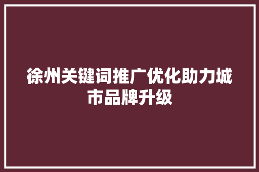 徐州关键词推广优化助力城市品牌升级