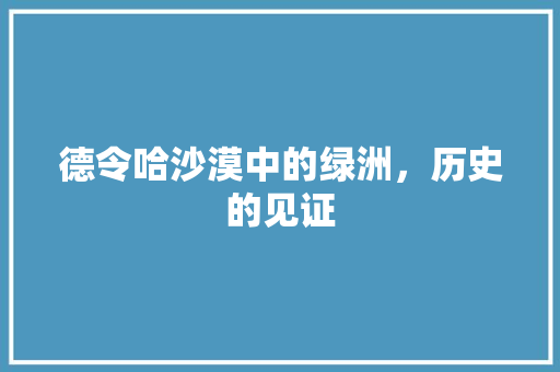德令哈沙漠中的绿洲，历史的见证