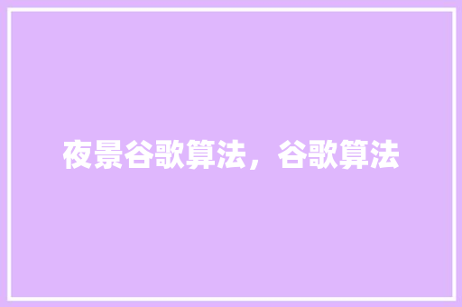 夜景谷歌算法，谷歌算法 友链在线