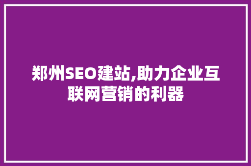 郑州SEO建站,助力企业互联网营销的利器