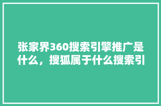 张家界360搜索引擎推广是什么，搜狐属于什么搜索引擎