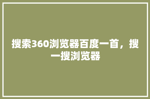 搜索360浏览器百度一首，搜一搜浏览器 建站教程