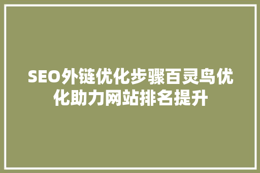 SEO外链优化步骤百灵鸟优化助力网站排名提升