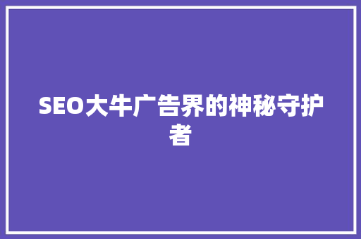 SEO大牛广告界的神秘守护者