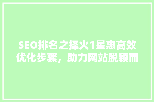 SEO排名之择火1星惠高效优化步骤，助力网站脱颖而出