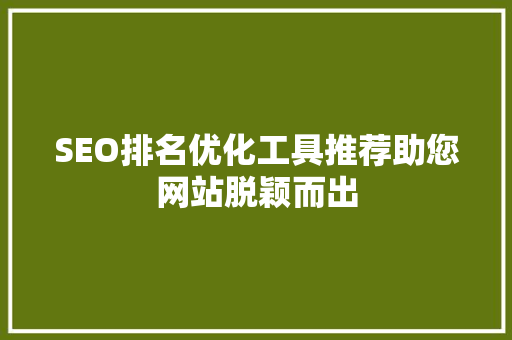 SEO排名优化工具推荐助您网站脱颖而出