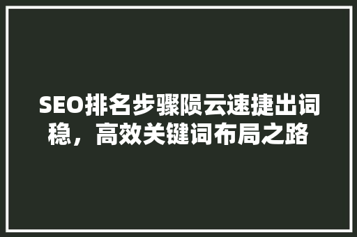 SEO排名步骤陨云速捷出词稳，高效关键词布局之路