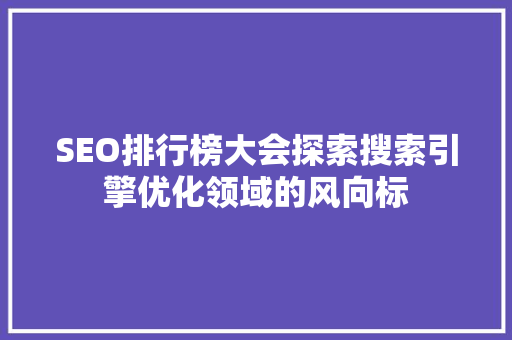SEO排行榜大会探索搜索引擎优化领域的风向标