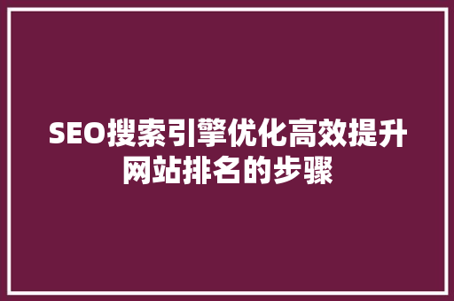 SEO搜索引擎优化高效提升网站排名的步骤