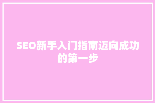 SEO新手入门指南迈向成功的第一步