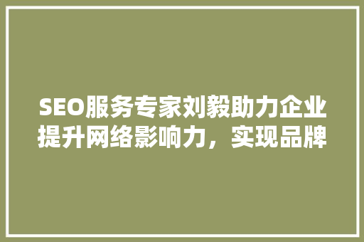 SEO服务专家刘毅助力企业提升网络影响力，实现品牌价值最大化