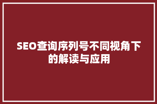 SEO查询序列号不同视角下的解读与应用